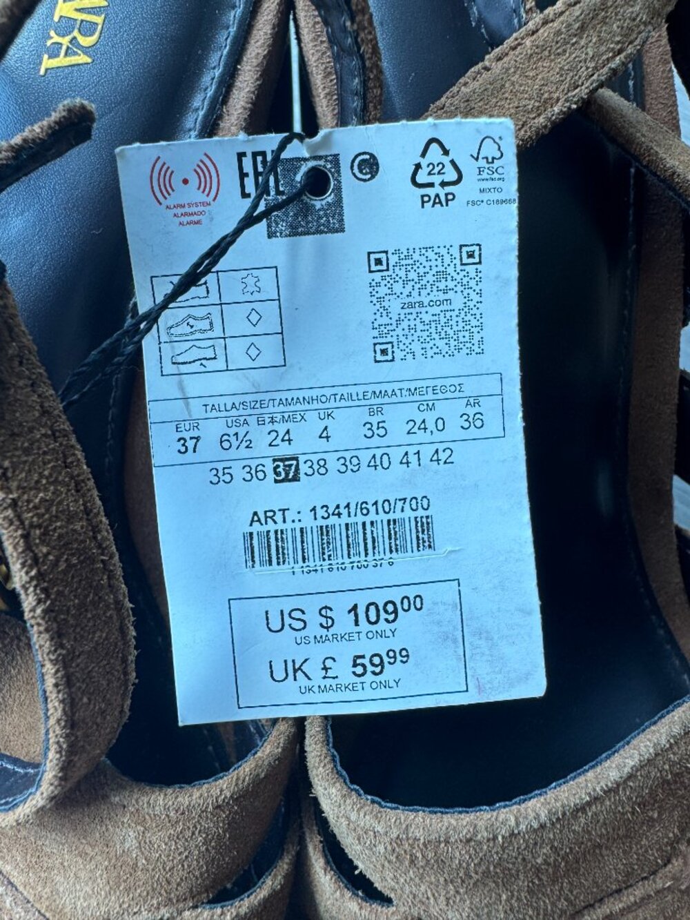ZARA Suede Platform Block Heel Sandals - Tan Brown / Size 6.5 (EU 37) NWT - Picture 10 of 16